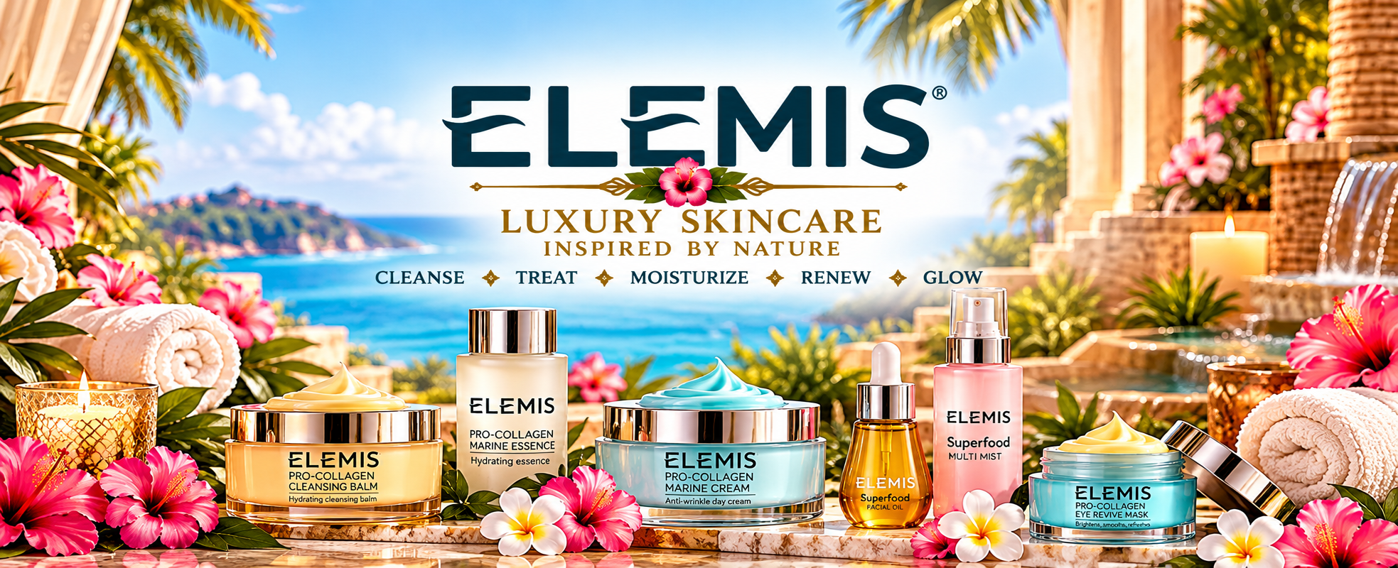 Luxury Tropical Spa Skincare Display banner
